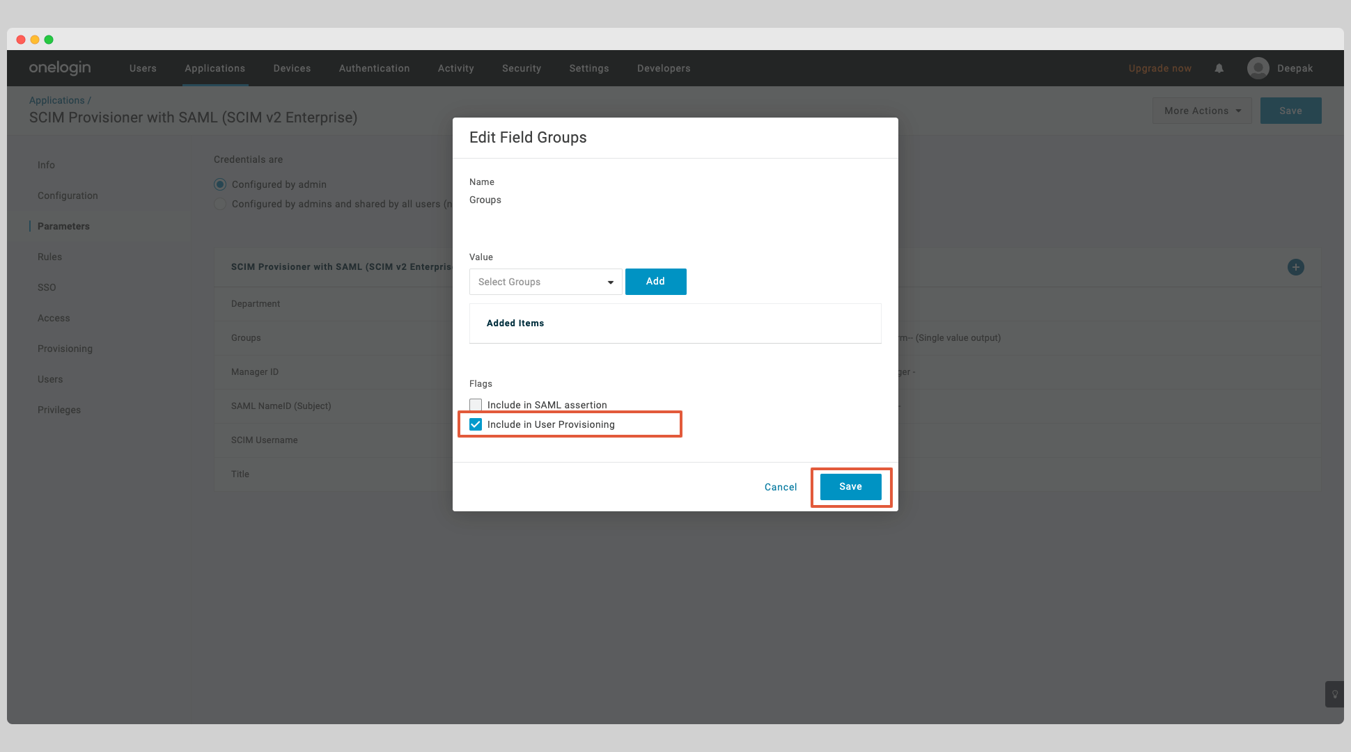 OneLogin SCIM Step 7